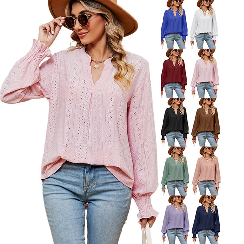 Damen Blusenshirt mit Lochmuster und eleganter Passform Drune