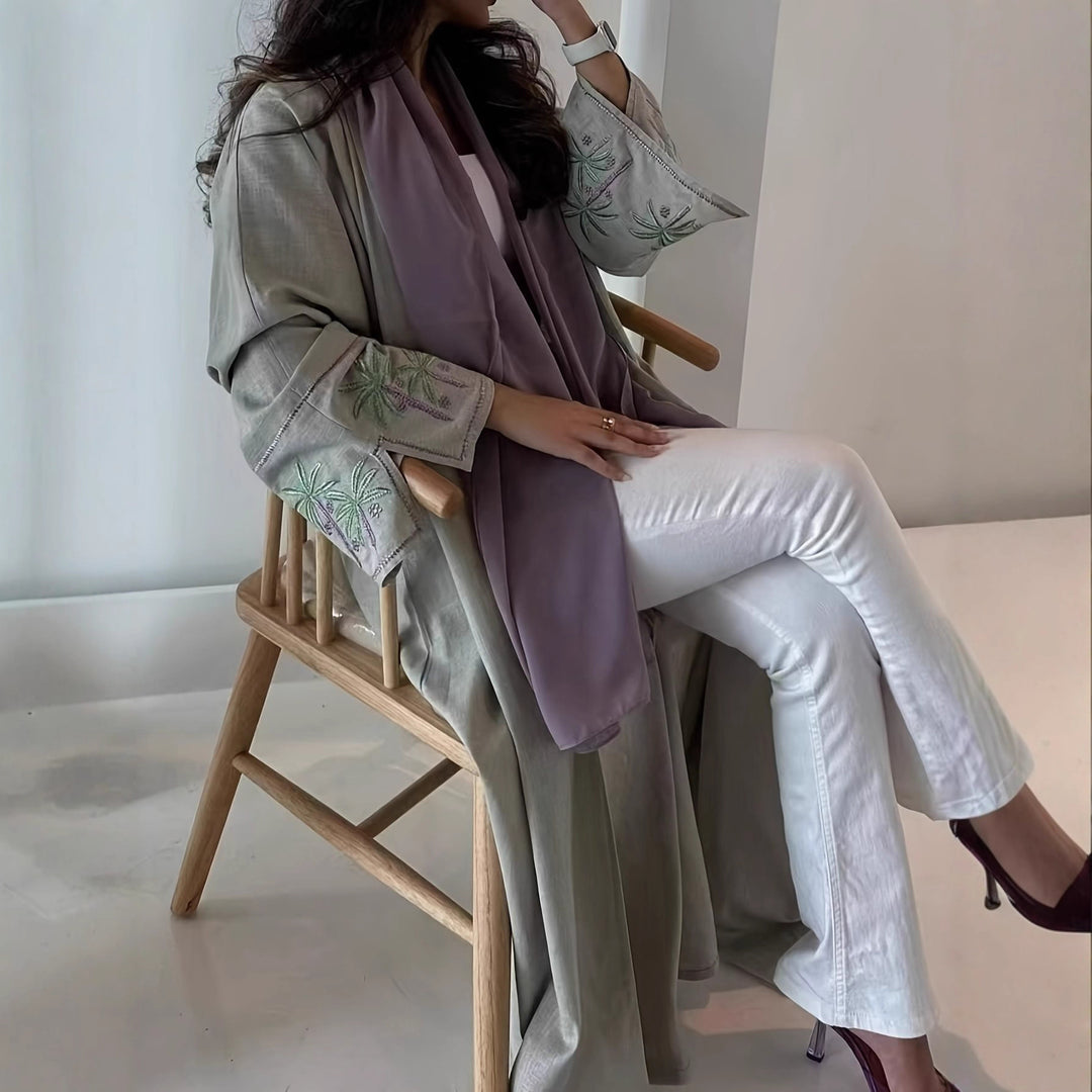 Damen elegante Kaftan-Jacke mit kunstvollen Stickdetails Drune
