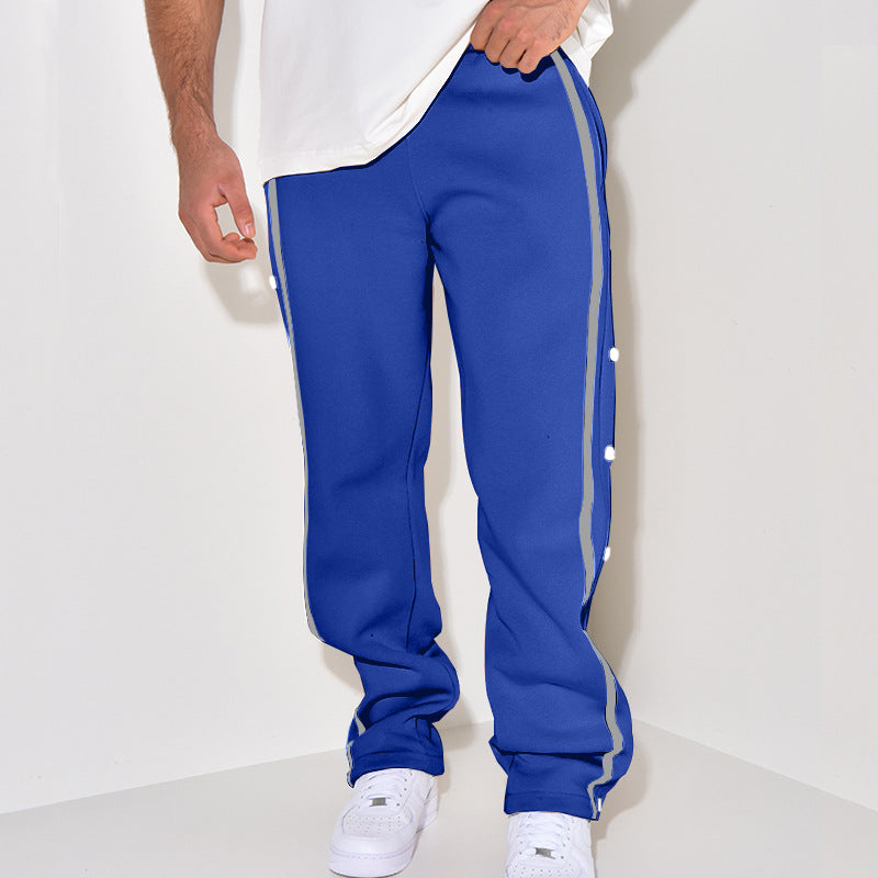 Herren Sportliche Sweatpants mit seitlichen Druckknöpfen und Kontraststreifen Drune