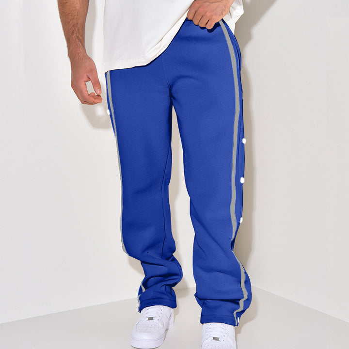 Herren Sportliche Sweatpants mit seitlichen Druckknöpfen und Kontraststreifen Drune