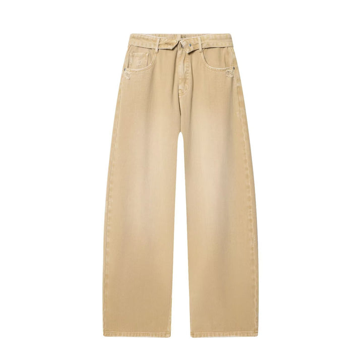 Damen Weite High-Waist Jeanshose mit geradem Bein und Used-Details Drune