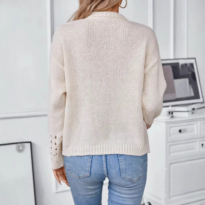 Damen Modischer Strickpullover mit Lochmuster