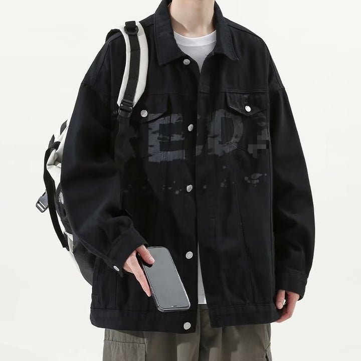 Herren Modische Denimjacke mit Brusttaschen Drune