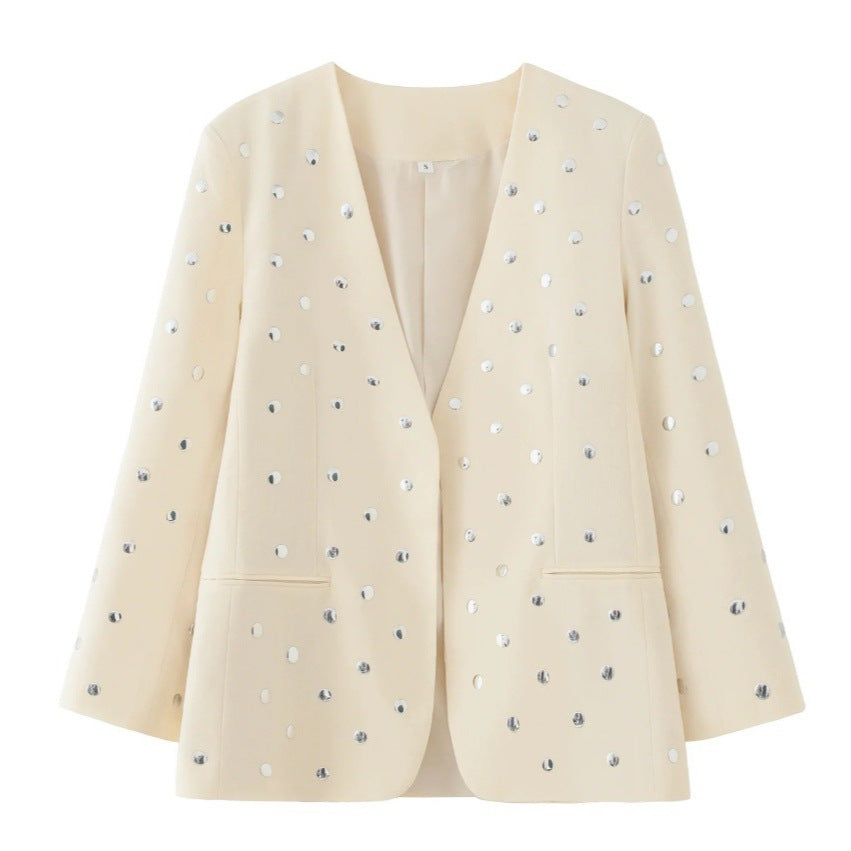 Damen Elegante Blazerjacke mit funkelnden Pailletten Drune