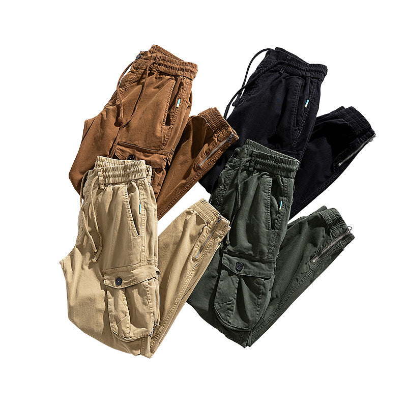 Herren Multifunktionale Zip‑Cargo‑Jogginghose mit Knieabnähern und elastischem Tunnelzugbund Drune