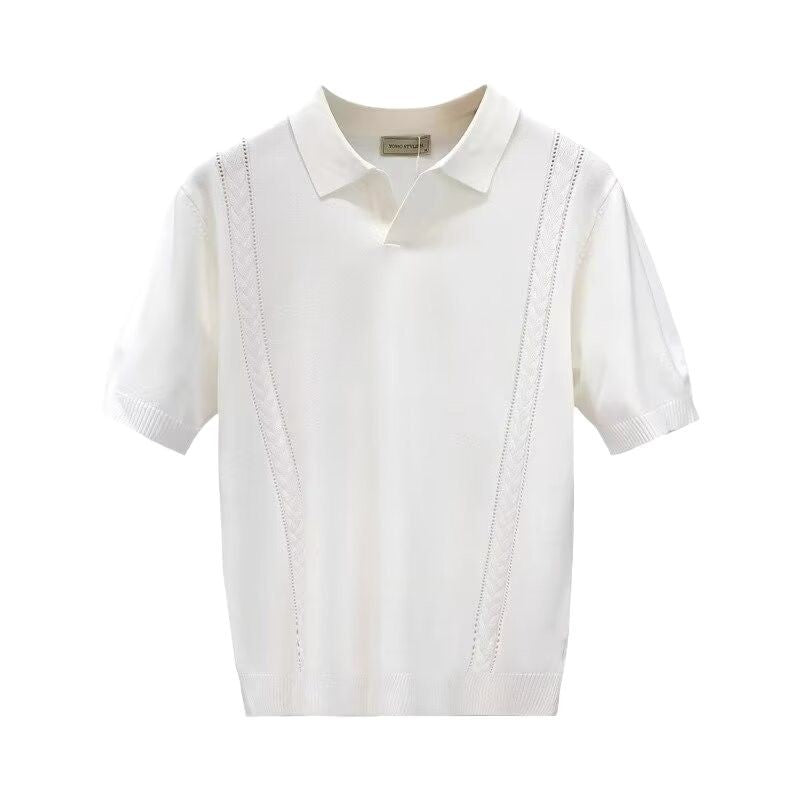 Herren Modisches Kurzarm-Polohemd mit strukturierter Strickoptik Drune