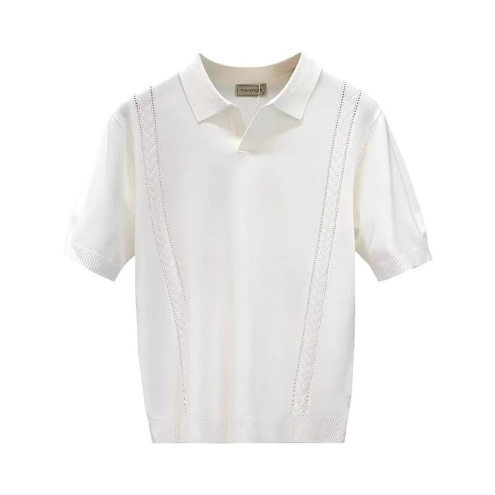 Herren Modisches Kurzarm-Polohemd mit strukturierter Strickoptik Drune
