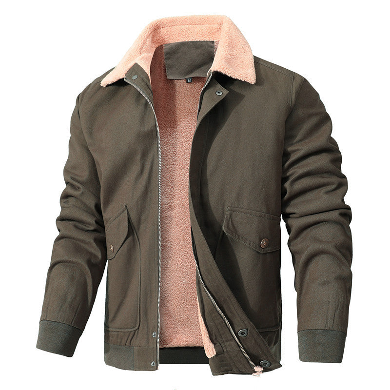 Herren Canvas-Blouson mit durchgehendem Sherpa‑Futter und Hemdkragen Drune