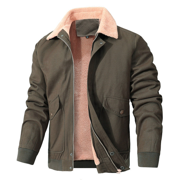 Herren Canvas-Blouson mit durchgehendem Sherpa‑Futter und Hemdkragen Drune