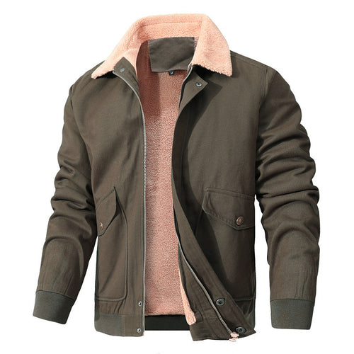 Herren Canvas-Blouson mit durchgehendem Sherpa‑Futter und Hemdkragen Drune