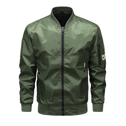 Herren Leichte Nylon-Bomberjacke mit Ärmeltasche, Stehkragen und Rippbündchen Drune