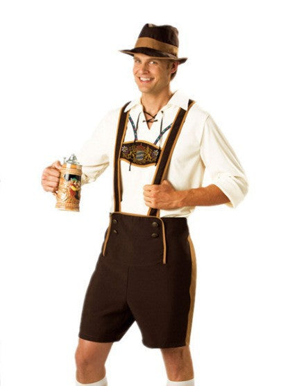 Herren nan traditionelles Kinderlederhosen-Set mit verstellbaren Hosenträgern und Trachtenhut Drune