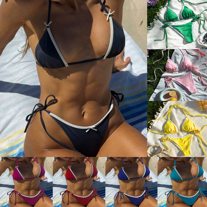 Damen Triangel-Bikini mit verspielten Bindebändern Drune