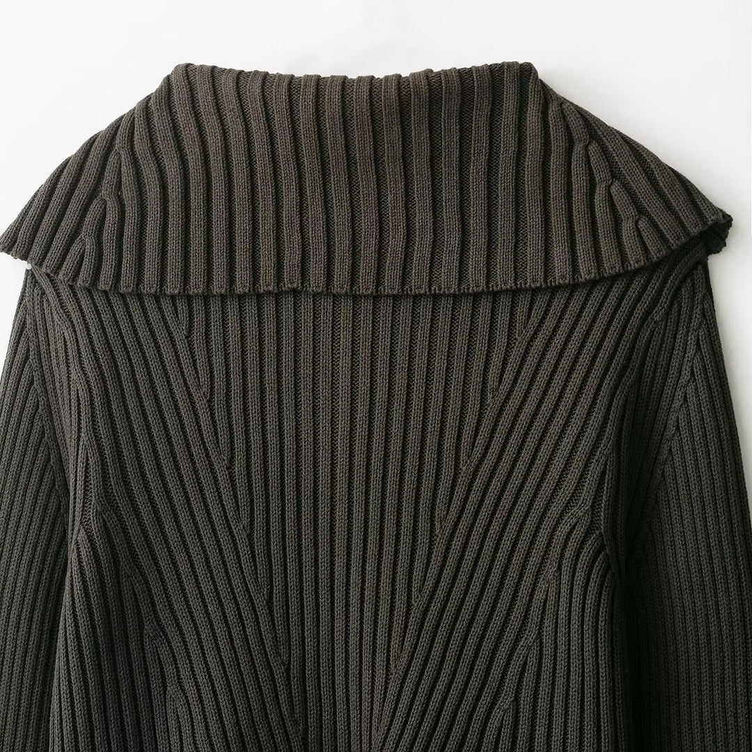 Damen Strickjacke mit dekorativem Kragen und modernen Knopfdetails Drune