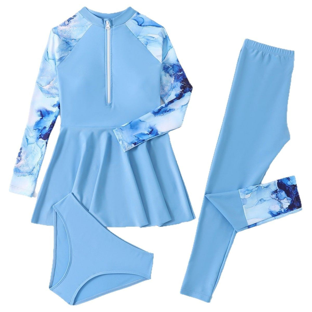 Damen Sportliches Schwimmanzug-Set mit langärmligem Oberteil und figurbetonenden Leggings Drune