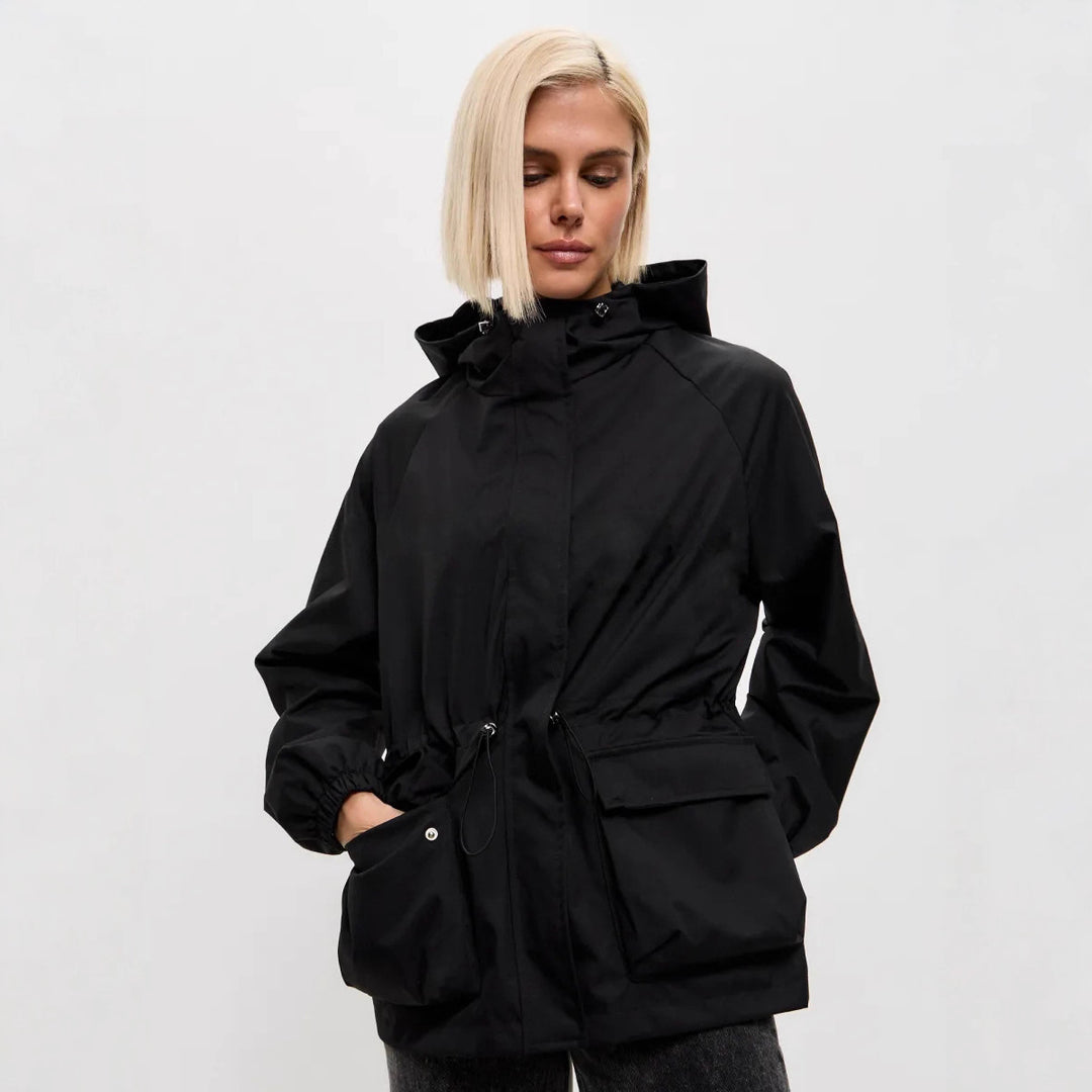 Damen leichte Windjacke mit verstellbarem Taillenzug und praktischen Taschen Drune