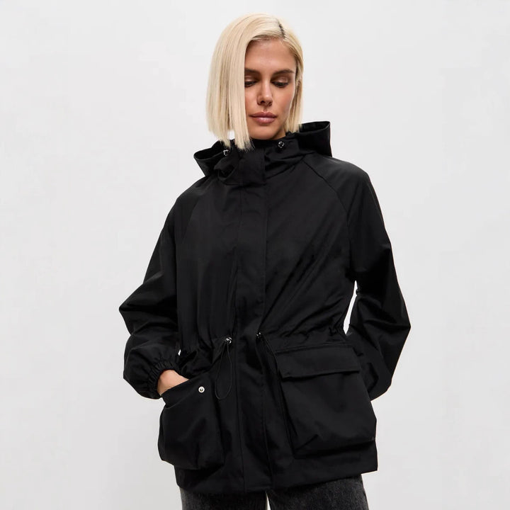 Damen leichte Windjacke mit verstellbarem Taillenzug und praktischen Taschen Drune