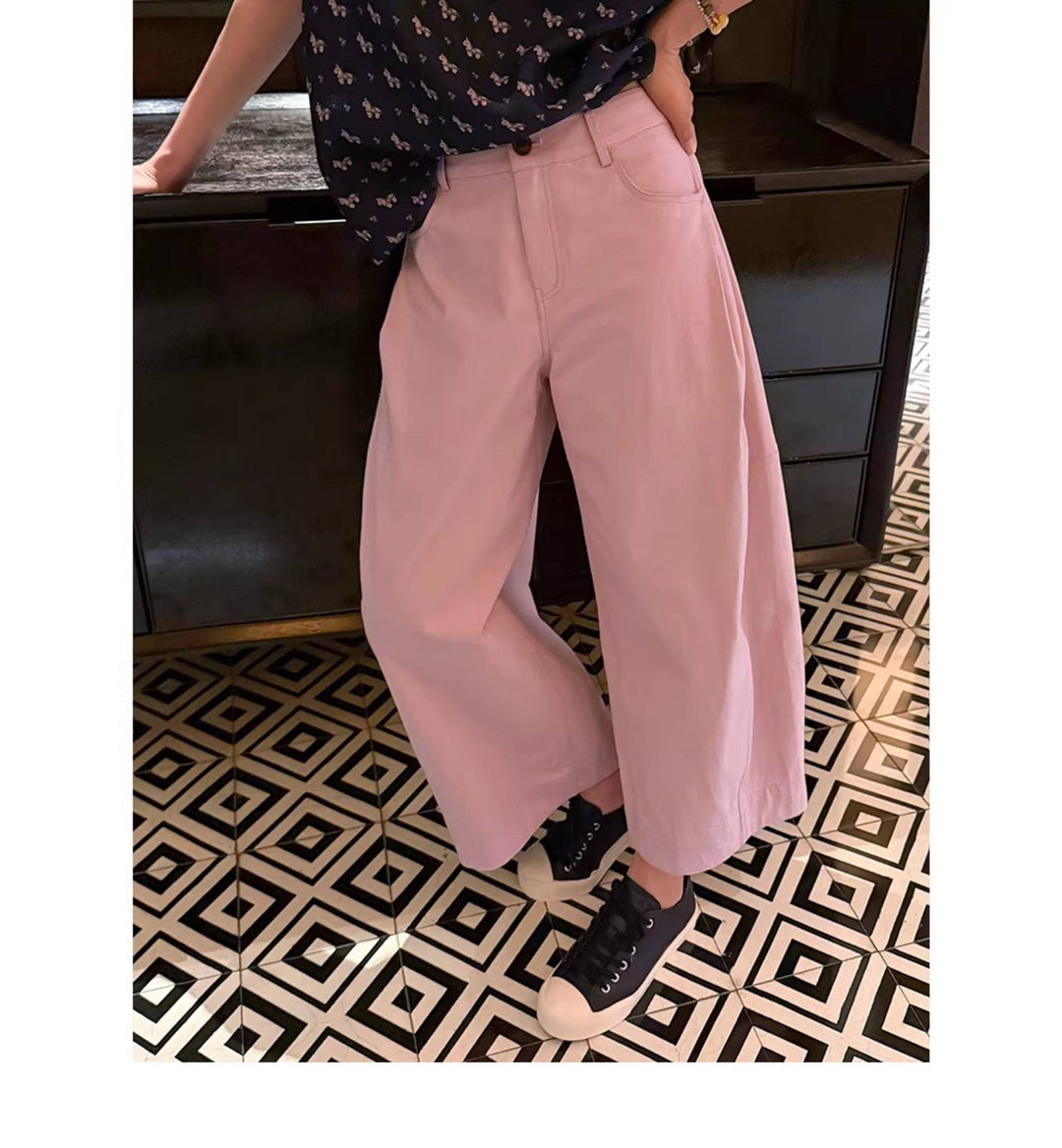 Damen Weite Culotte-Hose mit hoher Taille, Five-Pocket‑Detail & legerer Bundfalte Drune