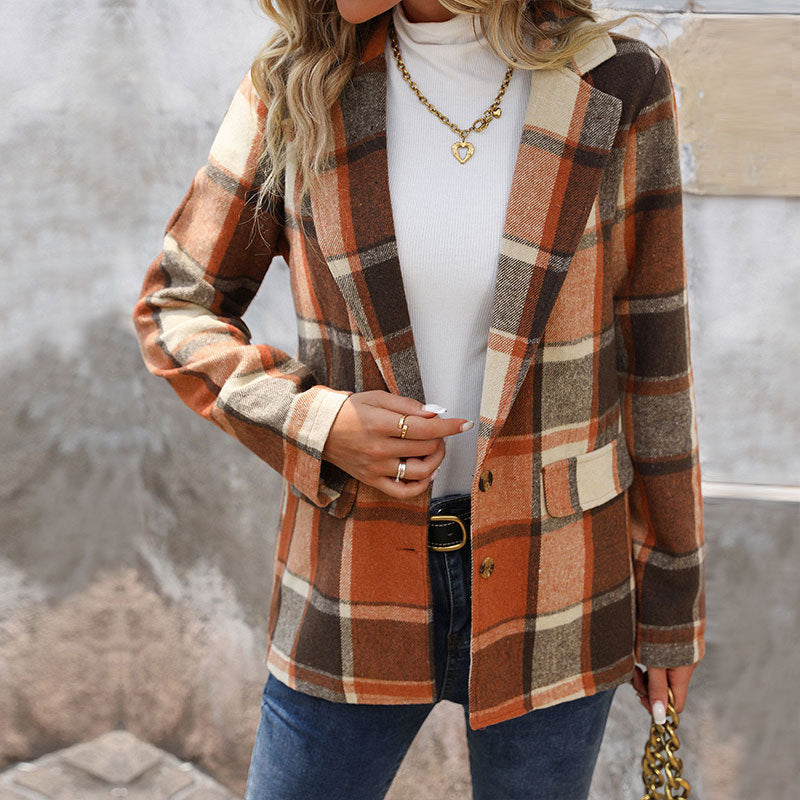 Damen Plaid Blazer Drune