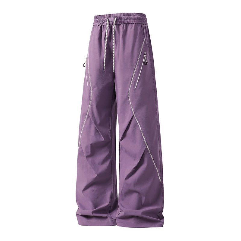 Herren Weite Utility-Jogginghose aus Funktionsnylon mit Kordelzug, Reißverschlusstaschen & kontrastierenden Nahtleisten Drune