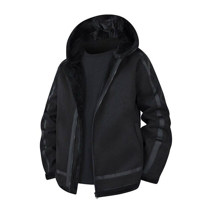 Herren Gefütterte Kapuzenjacke mit Teddyfutter und windabweisender Außenhülle Drune