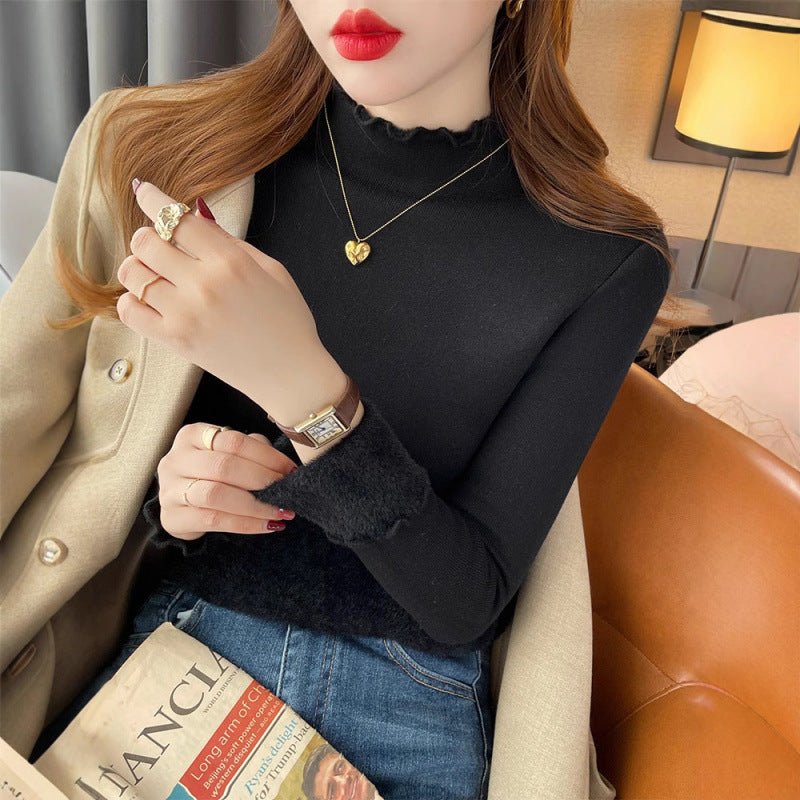 Damen Langarmshirt mit elegantem Rüschensaum Drune