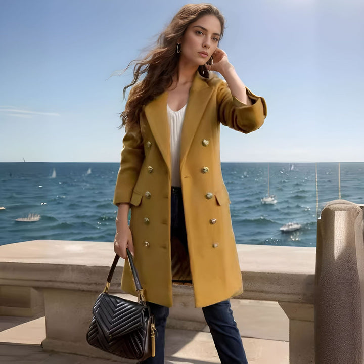 Damen eleganter doppelt-knöpfiger Mantel mit hochwertiger Verarbeitung Drune