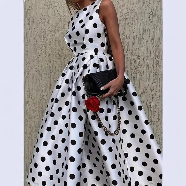 Damen A-Linie Kleid mit Polka-Dots Drune