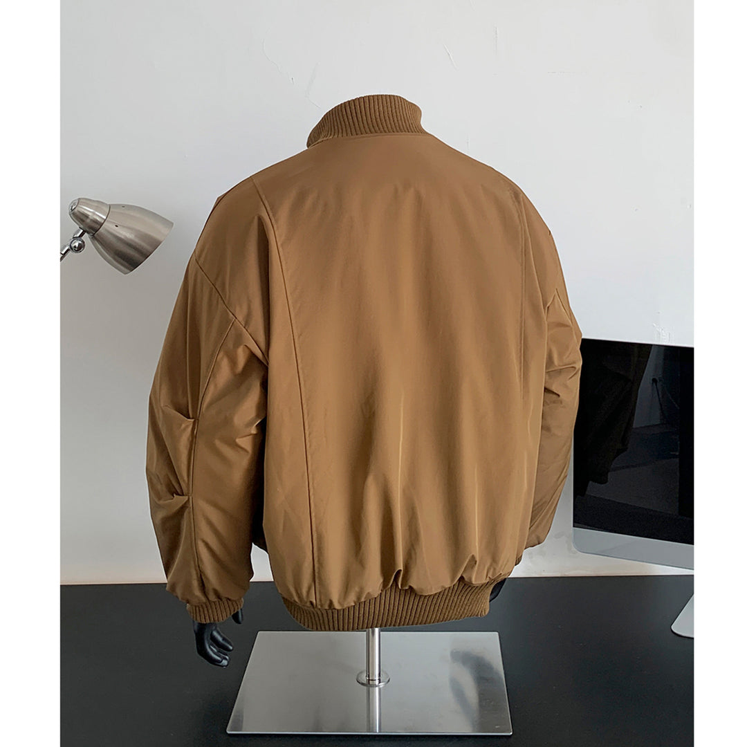 Herren Oversized Stepp-Bomber mit hoher Rippenkragenkonstruktion und verdecktem Reißverschluss Drune