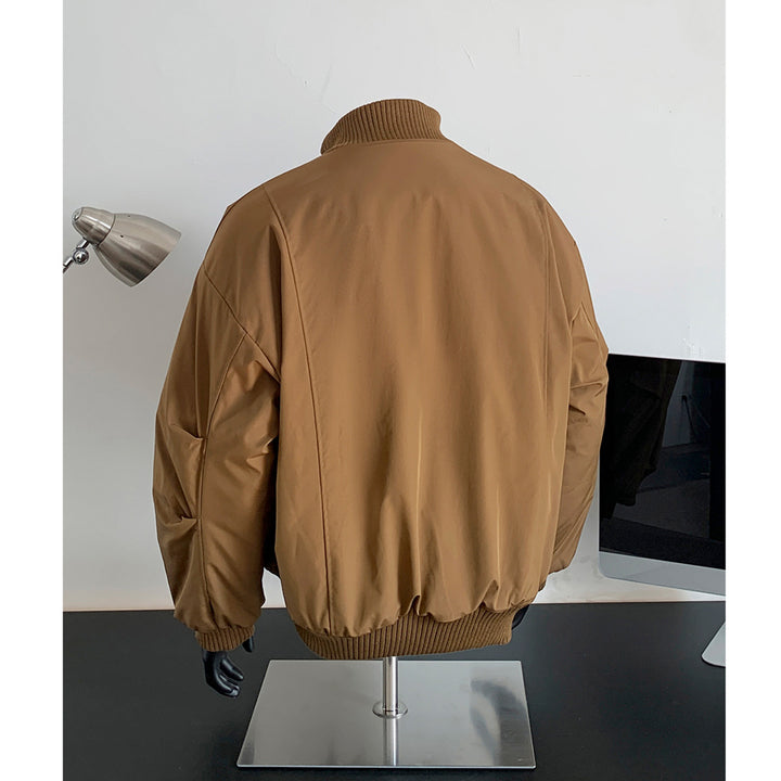 Herren Oversized Stepp-Bomber mit hoher Rippenkragenkonstruktion und verdecktem Reißverschluss Drune