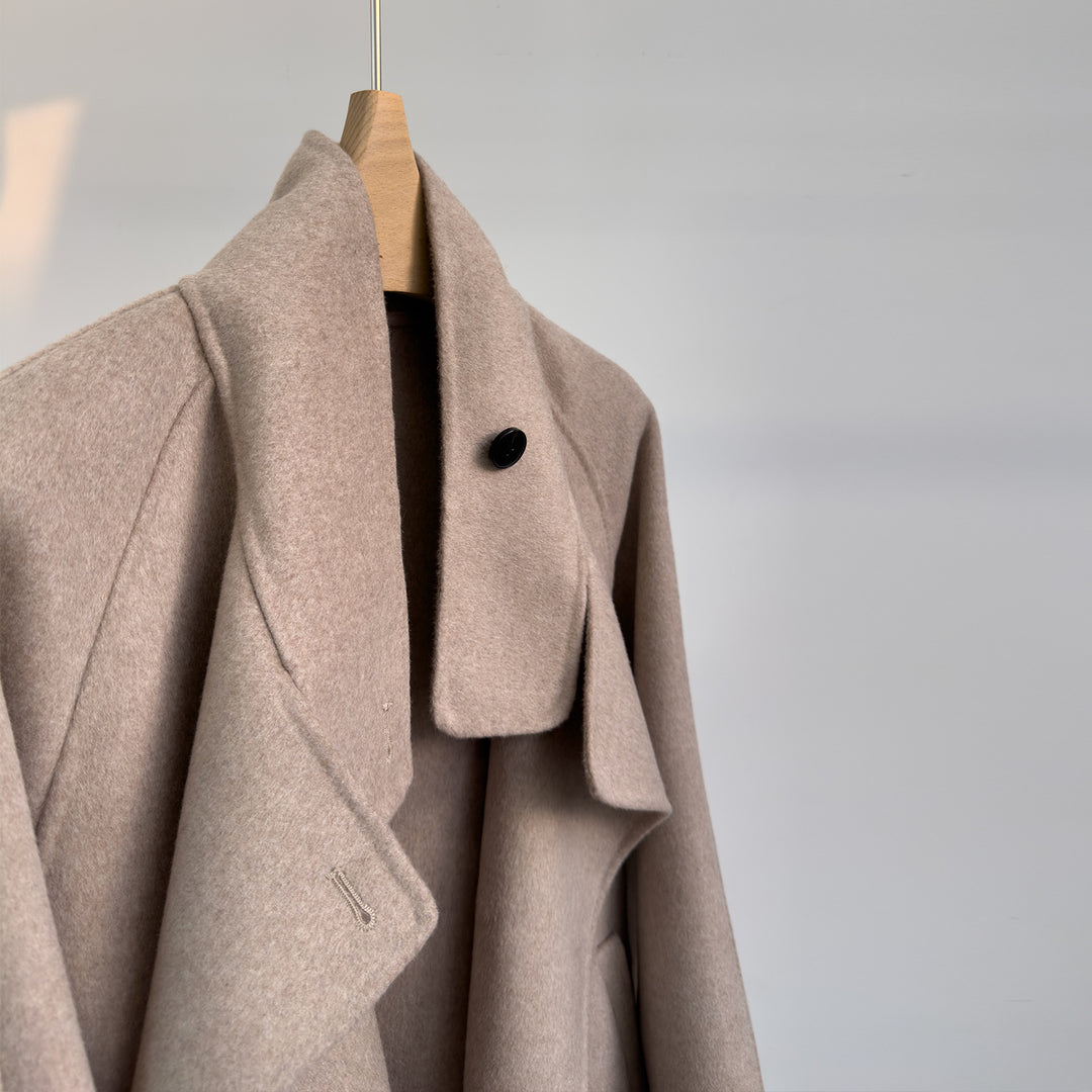 Damen luxuriöser Wollmischung Mantel Drune