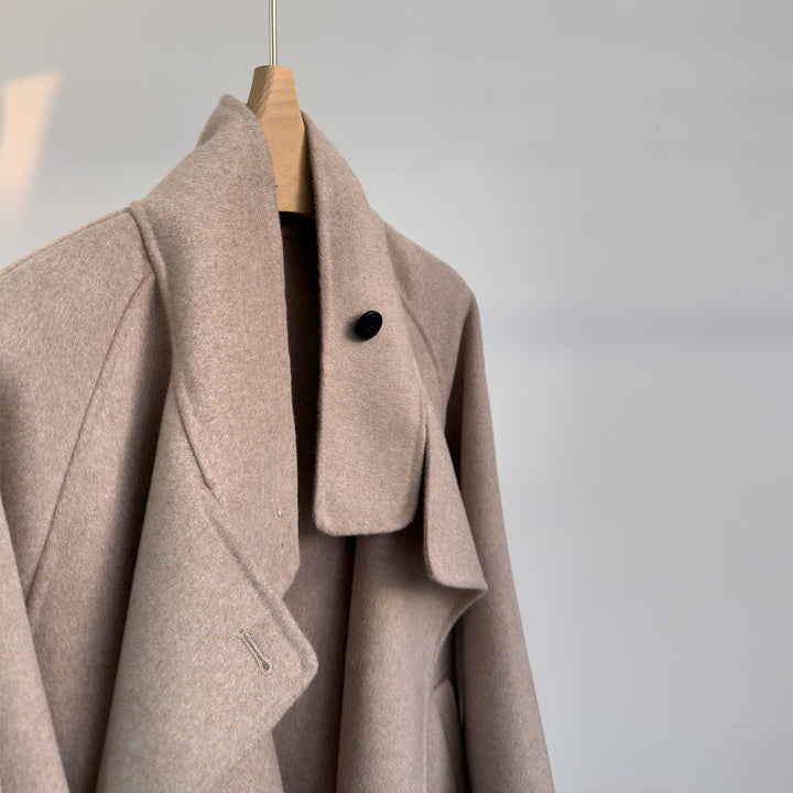 Damen luxuriöser Wollmischung Mantel Drune