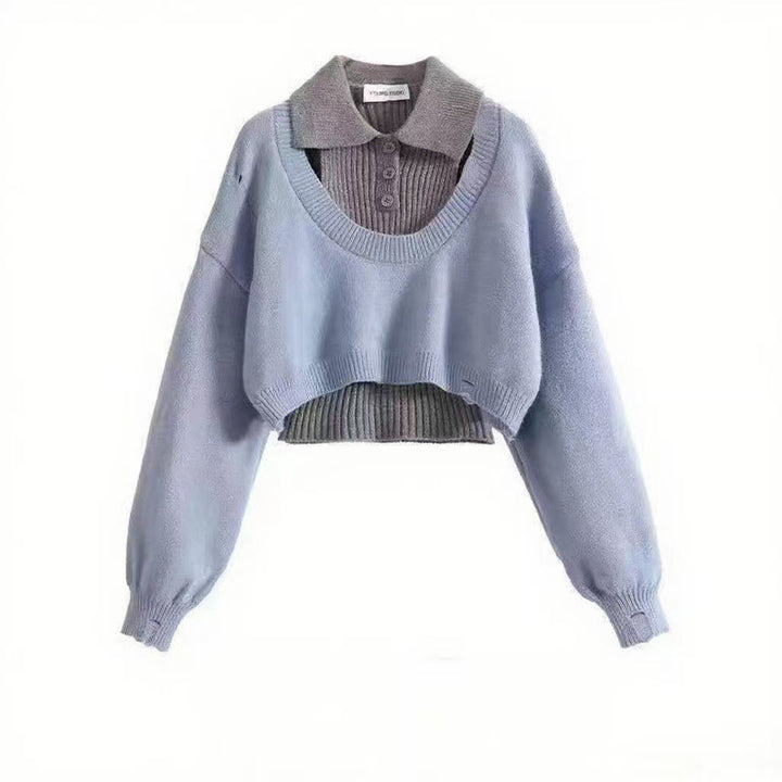 Damen modischer Crop-Pullover mit einzigartigem Design Drune
