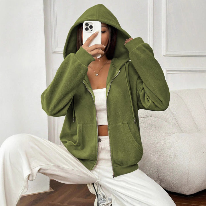 Damen Fleecejacke mit kapuze und praktischen Taschen Drune