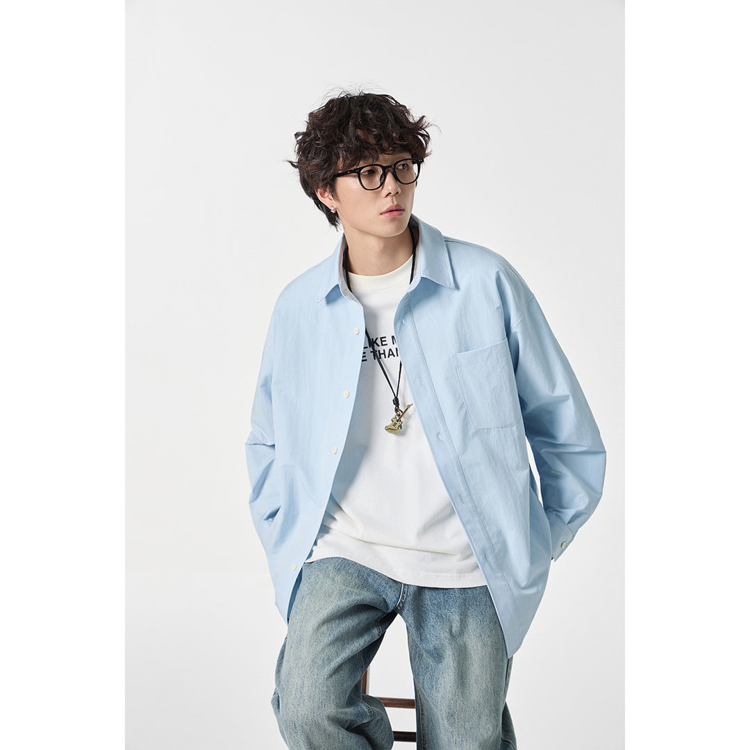 Unisex Kariertes Overshirt im Patchwork-Look mit Brusttasche Drune