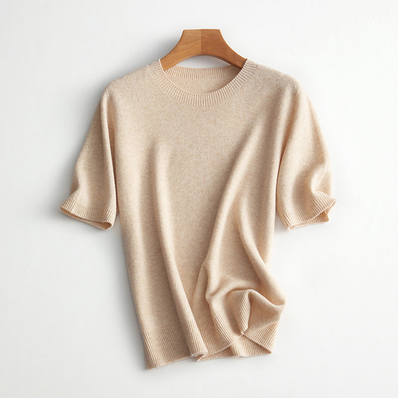 Damen Kurzarm Cashmere-Mix Pullover Drune