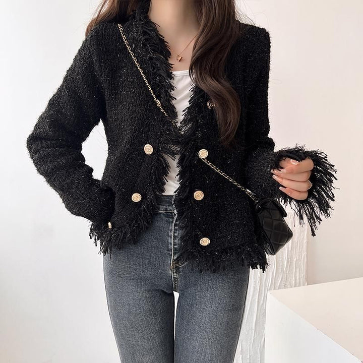 Damen Strickjacke mit Fransen Drune