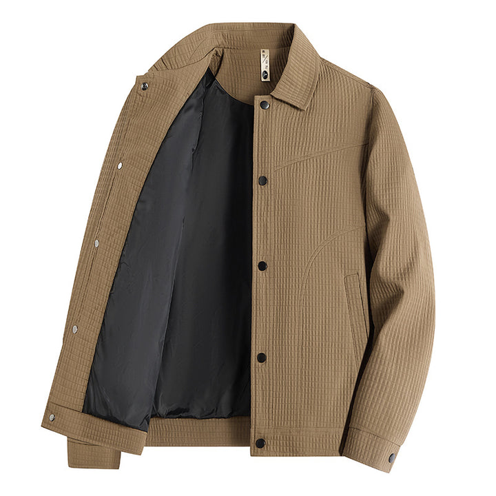 Herren Leichte Übergangsjacke im Worker-Stil mit mikrostrukturierter Twill-Optik und Druckknopfleiste Drune