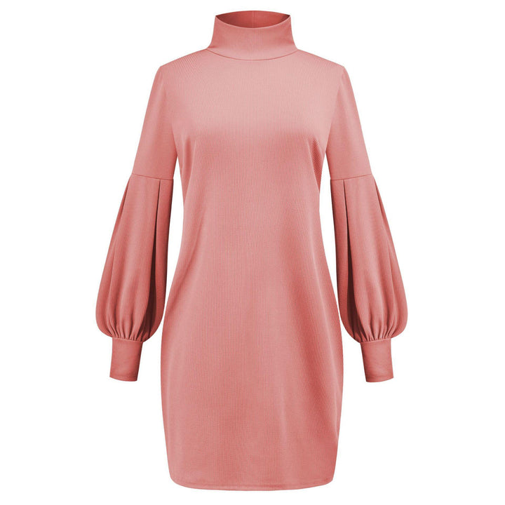 Damen Kleid mit hohem Kragen und voluminösen Ärmeln Drune