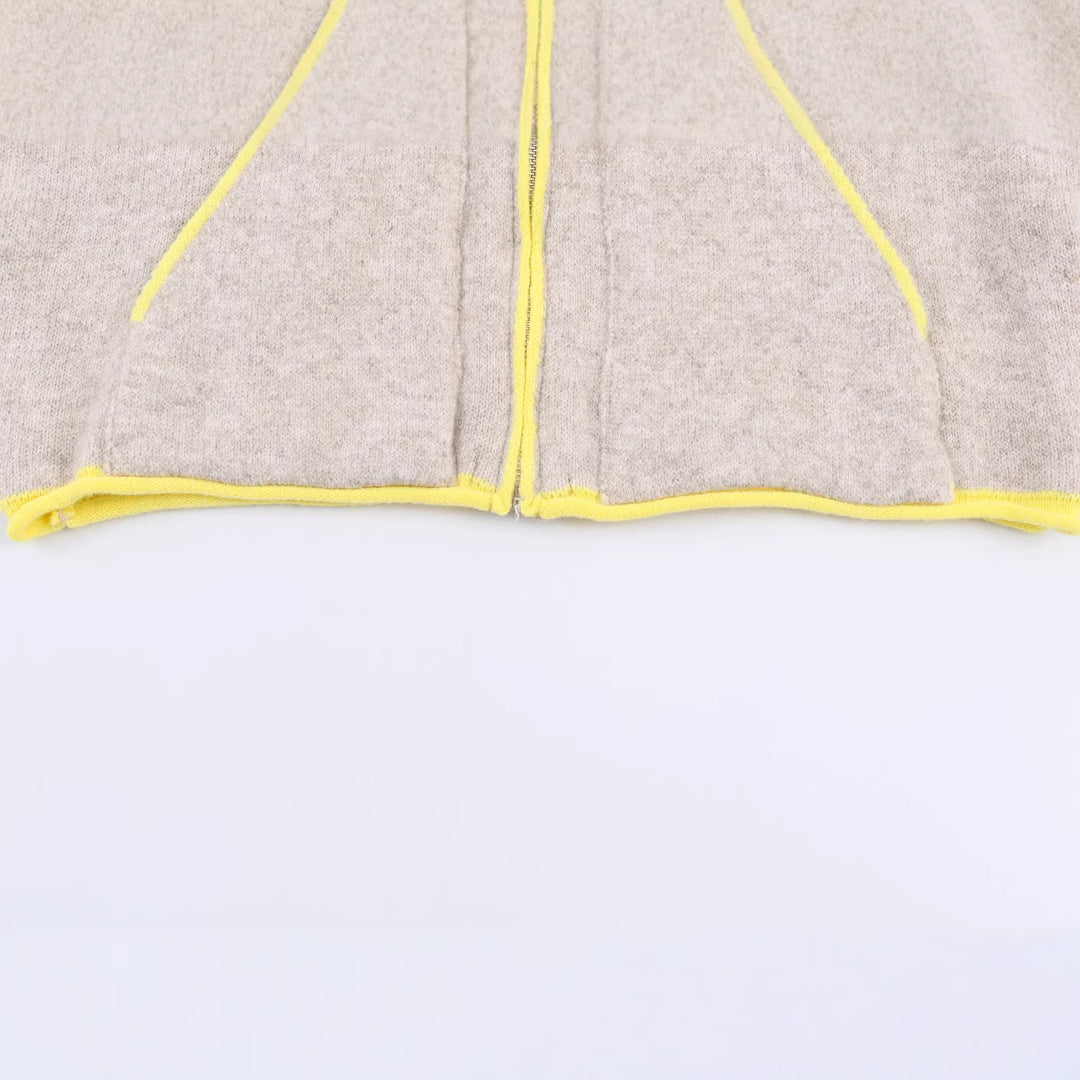 Damen Kurze Boxy‑Fleecejacke mit hohem Funnelkragen und Kontrastpaspel Drune
