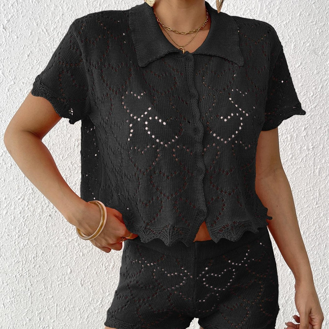 Damen luftiges Häkel-Set mit dekorativen Cut-Outs Drune