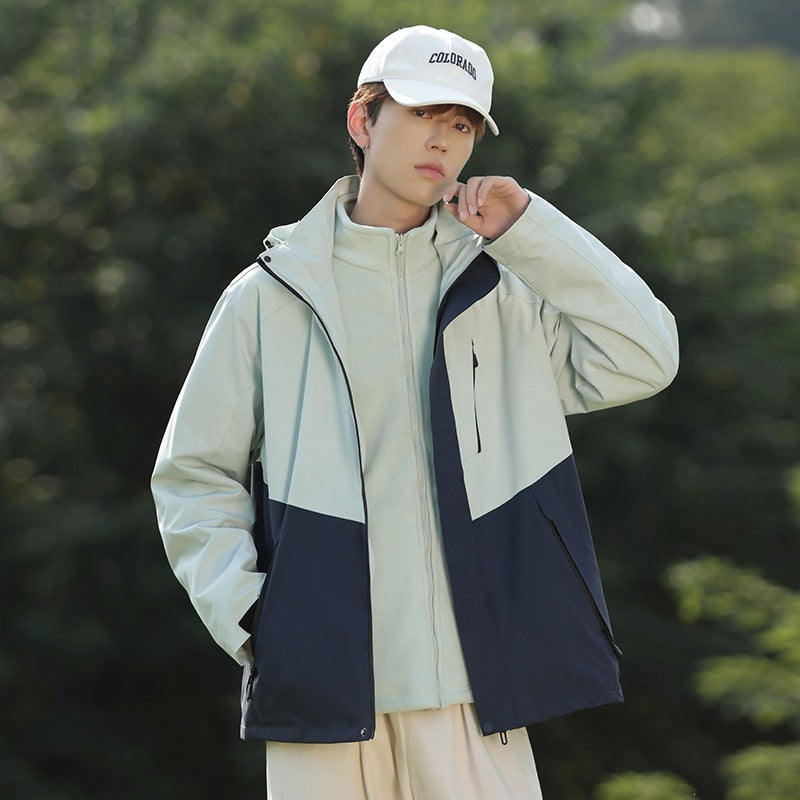 Herren Zweifarbige Wind- und Wasserabweisende Softshelljacke mit Kapuze Drune