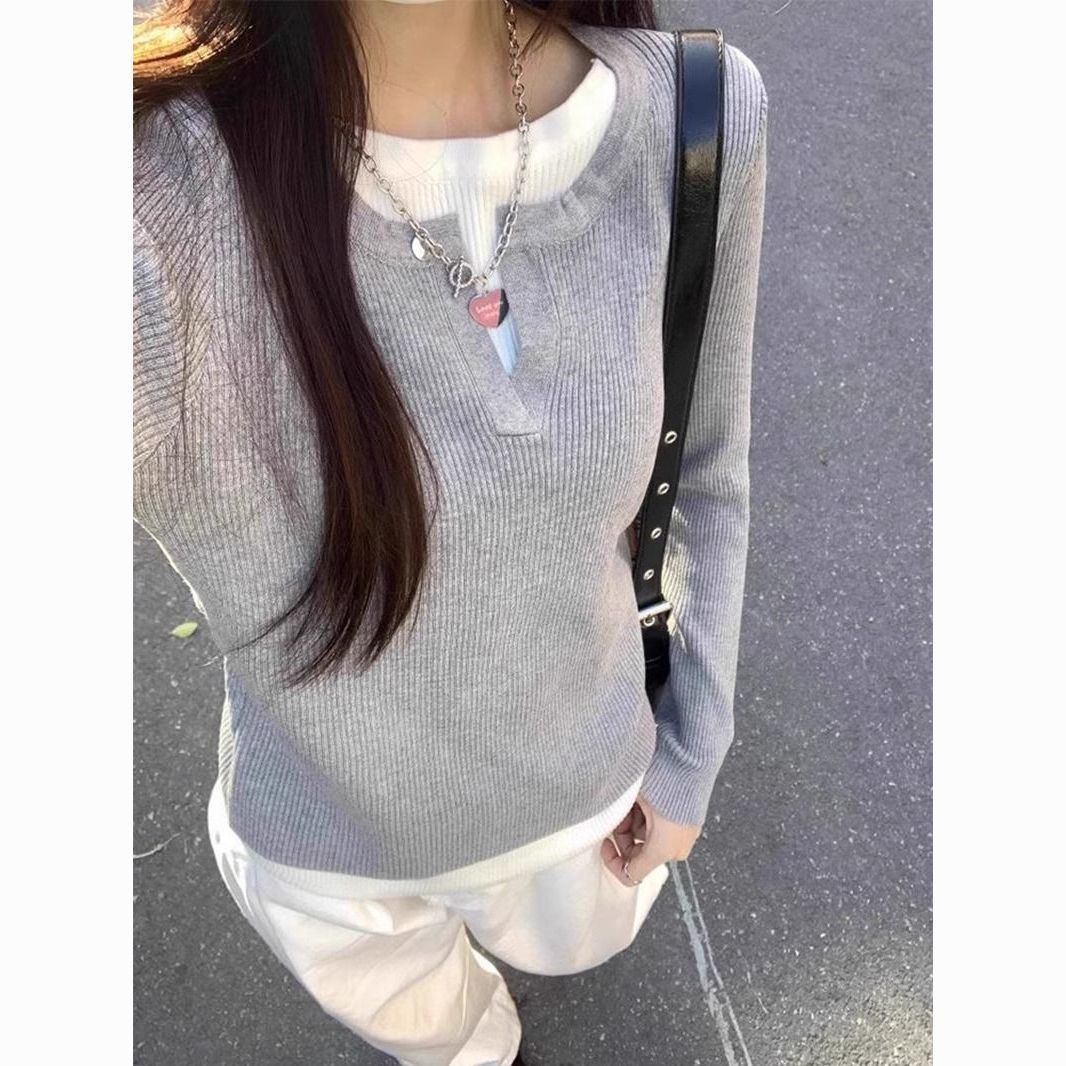 Damen Feinstrickpullover mit V-Ausschnitt und Rippstruktur Drune