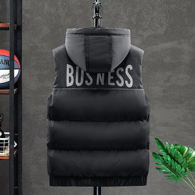 Herren Gepolsterte Kapuzenweste mit Schulterbesatz und Pattentaschen Drune