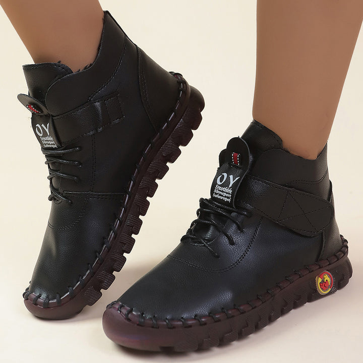 Damen nan knöchelhohe Komfort-Schnürbooties mit Klettverschluss und profilierter Gummilaufsohle Drune