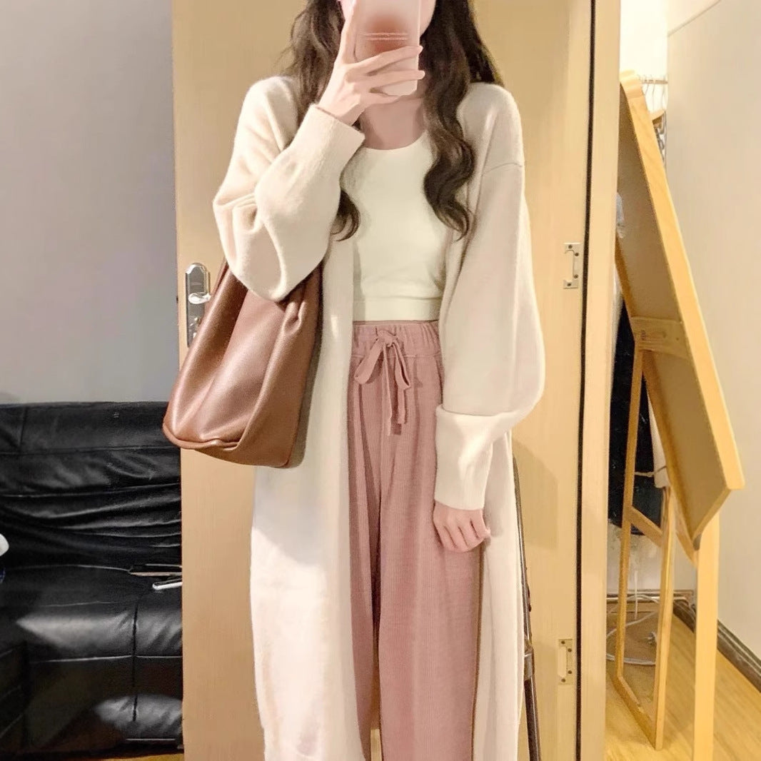 Damen Langer Strickmantel aus hochwertigem Material mit praktischen Taschen Drune