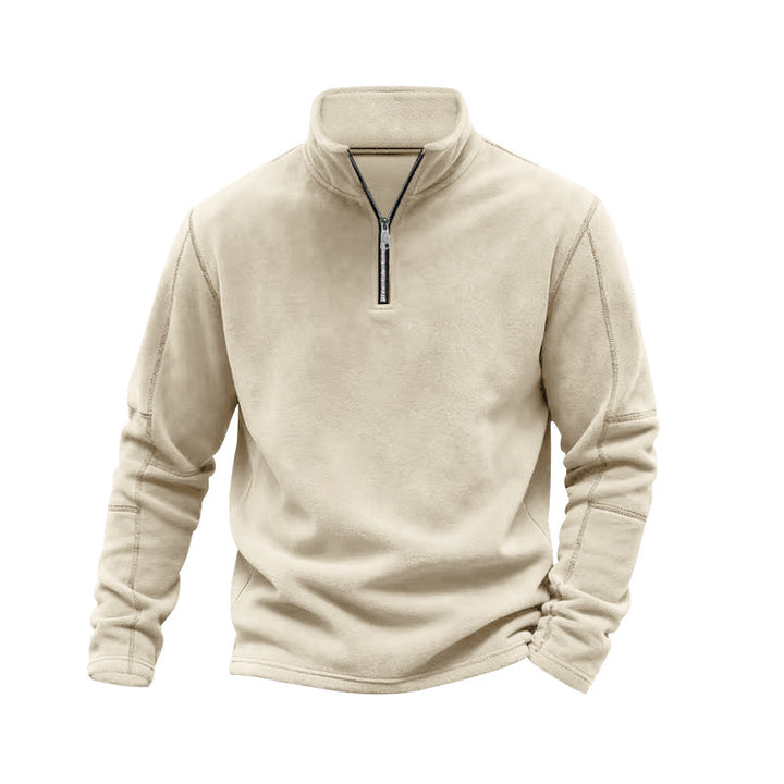 Herren nan leichter Fleece-Pullover mit halbem Reißverschluss und Stehkragen Drune