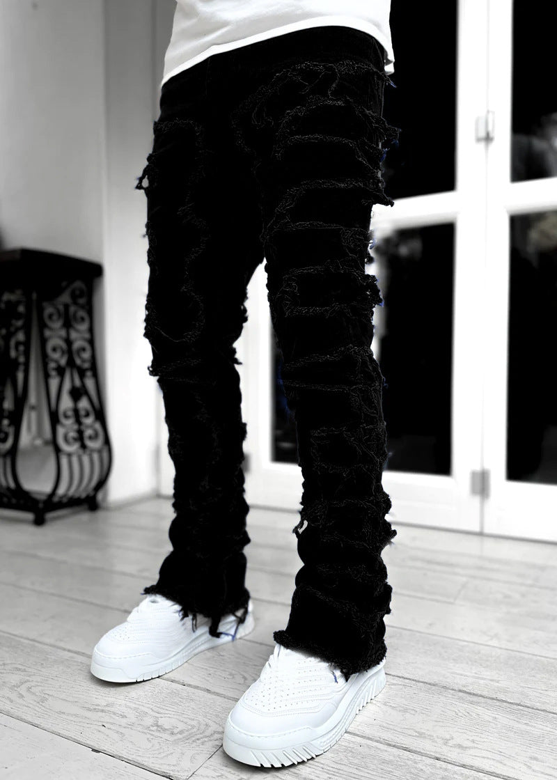 Herren Zerrissene Denim-Hose im lässigen Stil mit einzigartigem Design Drune