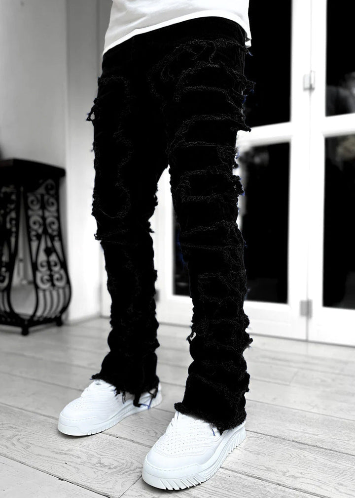 Herren Zerrissene Denim-Hose im lässigen Stil mit einzigartigem Design Drune