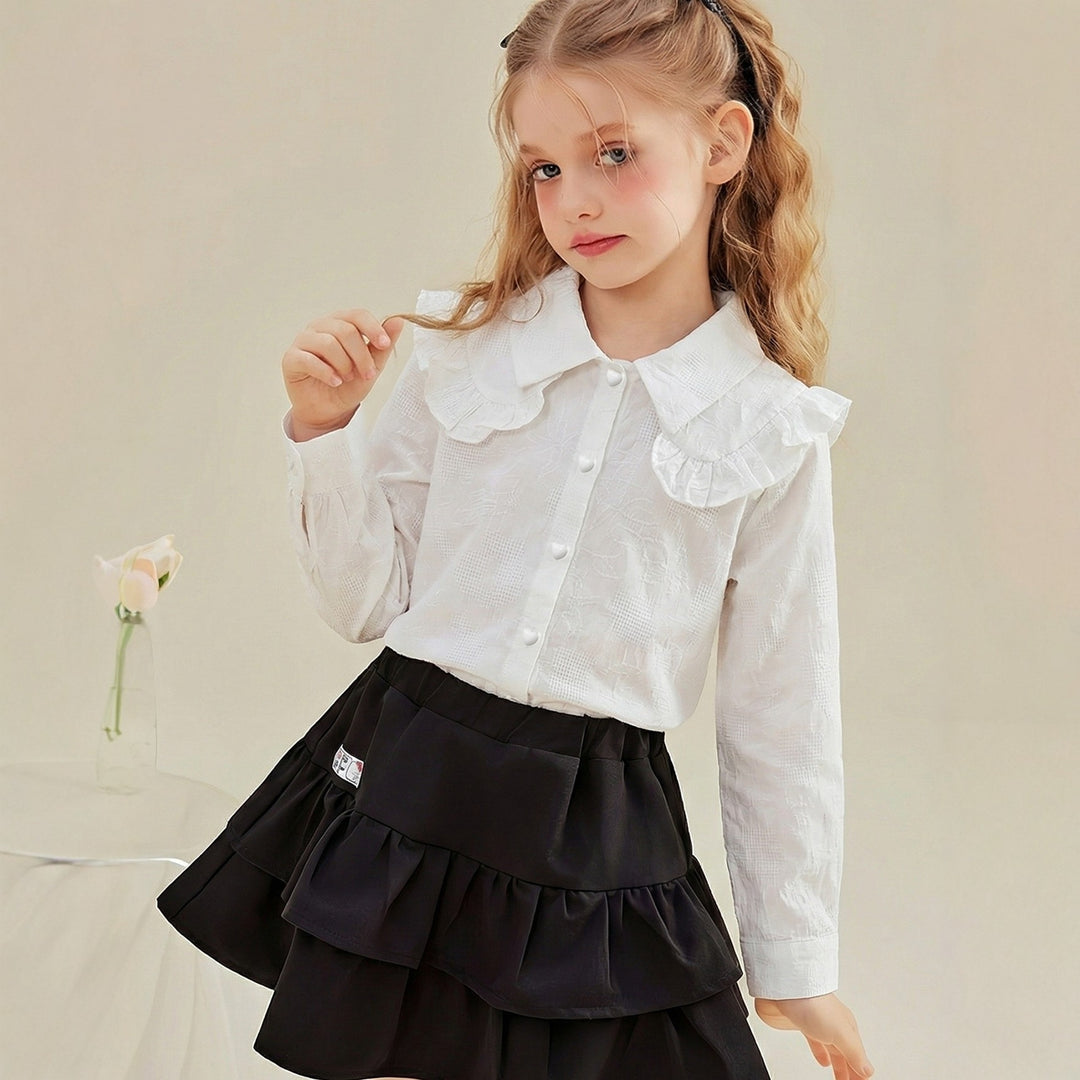 Mädchen Bluse mit Rüschenkragen Drune